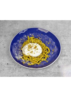 spaghetti pesto pistacjowe z burrata